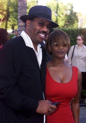 Actor Steve Harvey and wife Mary arrive as  guests for the premiere of the new crime thriller film 