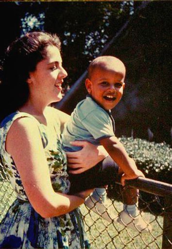 US Democratic presidential candidate Barack Obama is seen with his mother as a child in a family snapshot