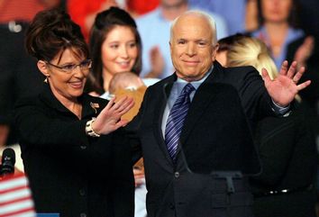 US Republican presidential candidate Senator McCain introduces his vice presidential running mate Alaska Governor Palin at a campaign event in Dayton, Ohio