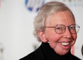 Film critic Roger Ebert arrives to attend the Webby Awards in New York