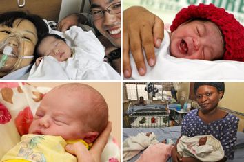 Babies born on October 31st, 2010 in (to left, clockwise) Japan, the Philippines, Nigeria and Russia.
