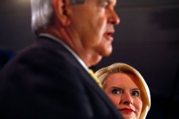 Republican presidential candidate and former House Speaker Newt Gingrich and his wife Callista