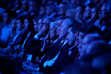 The audience listens to the Republican presidential candidates debate in Tampa, Florida January 23, 2012.