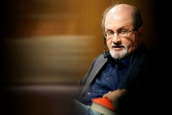 Writer Salman Rushdie attends an event in the Joan Fuster state library in Barcelona
