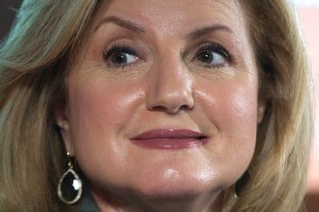 Arianna Huffington, president and Editor-in-Chief of The Huffington Post Media Group, attend a news conference for the launching of  