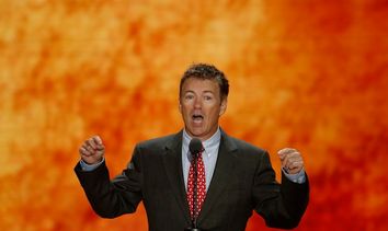 Senator Rand Paul addresses delegates during the third day of the Republican National Convention in Tampa