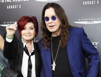 Osbourne and his wife Sharon pose at the premiere of 