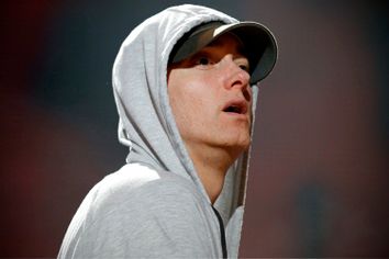 U.S. rapper Eminem performs during the Abu Dhabi F1 Grand Prix After Race closing concert at the du Arena on Yas Island