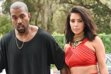 Kanye West, left, and Kim Kardashian
