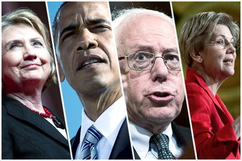 Hillary Clinton, Barack Obama, Bernie Sanders, Elizabeth Warren