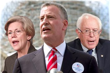 Elizabeth Warren, Bill de Blasio, Bernie Sanders