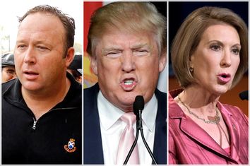 Alex Jones, Donald Trump, Carly Fiorina