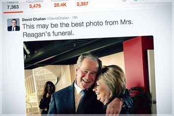 Bush, Clinton Hug