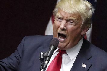 U.S. Republican presidential candidate Donald Trump reads the lyrics of Al Wilson's song 