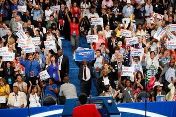 Representative Marcia Fudge speaks at the Democratic National Convention in Philadelphia, Pennsylvania