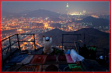 A pilgrim prays at Mount Al-Noor ahead of the annual haj pilgrimage in the holy city of Mecca