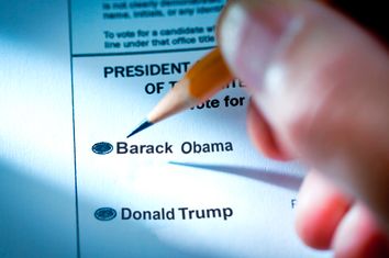 U.S. Presidential Election Voting Ballot with Selection of Candidates