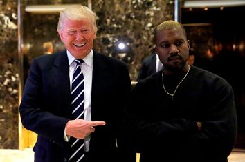 U.S. President-elect Donald Trump and musician Kanye West pose for media at Trump Tower in Manhattan, New York City