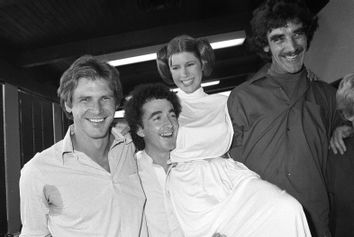 Carrie Fisher, Harrison Ford, Anthony Daniels, Peter Mayhew