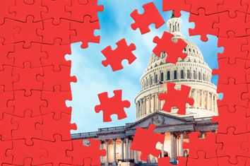 Red Puzzle Pieces; United States Capitol