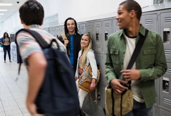 Students in school hallway