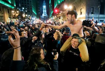 Philadelphia Eagles fans celebrate