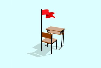 Desk with Red Flag