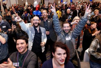 Supporters of Sharice Davids