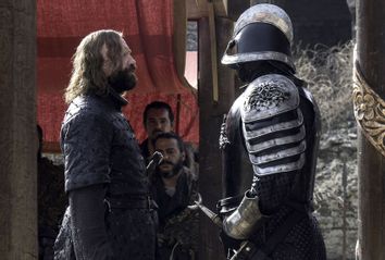 Rory McCann as Sandor Clegane, and Hafþór Júlíus Björnsson as Gregor Clegane in 