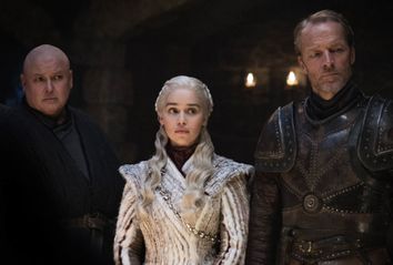 Conleth Hill, Emilia Clarke, and Iain Glen in 