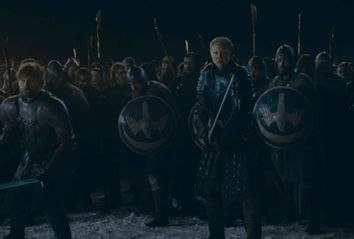 Nikolaj Coster-Waldau as Jaime Lannister and Gwendoline Christie as Brienne of Tarth in 