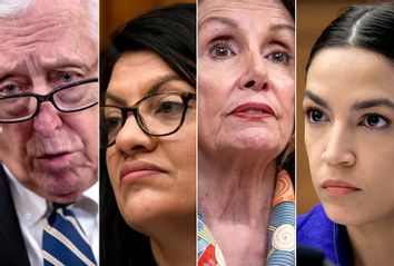 House Majority Leader Steny Hoyer, (D-MD); Rep. Rashida Tlaib, (D-MI); House Speaker Nancy Pelosi, (D-CA); Rep. Alexandria Ocasio-Cortez (D-NY)
