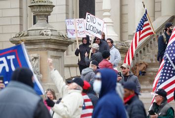 Michigan; Lansing; Michigan State Capitol; coronavirus, quarantine; social distancing; Trump supporters