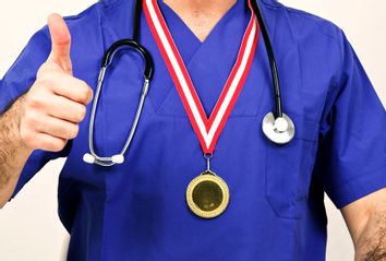 Doctor with a stethoscope and a medal