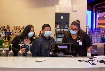 Bar and hospitality workers at the Chumash Casino Resort, located in Santa Barbara County's Santa Ynez Valley, prepare to reopen on June 10 after a three month closure due to Covid-19 