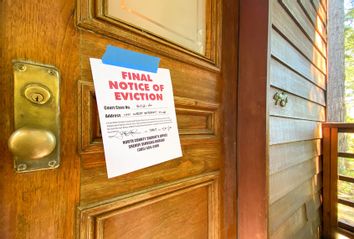 Eviction notice on door of house