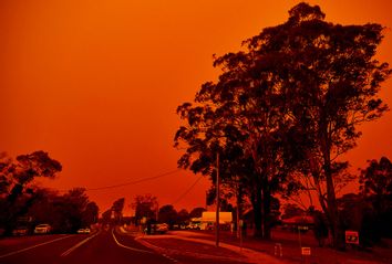 Red sky after wildfire