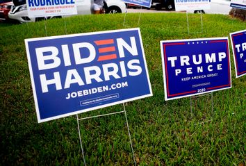 Donald Trump and Joe Biden campaign signs