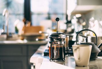 French press with coffee