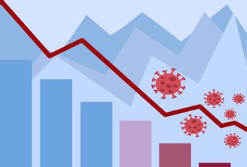 Vector of a graph showing decline in coronavirus cases