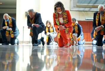 Cory Booker; Charles Schumer; Kamala Harris; Nancy Pelosi; Karen Bass; Steny Hoyer; Kneeling for George Floyd