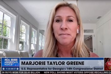 Rep. Marjorie Taylor Greene, R-Georgia, during an interview with Steve Bannon.