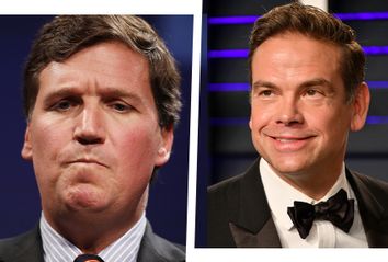 Fox News host Tucker Carlson, left, and Fox Corp. CEO Lachlan Murdoch