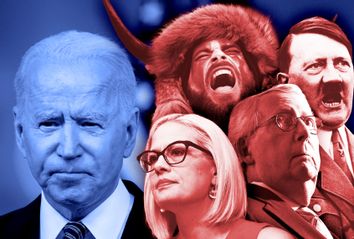 Joe Biden; Kyrsten Sinema; Mitch McConnell; QAnon Shaman; Adolf Hitler