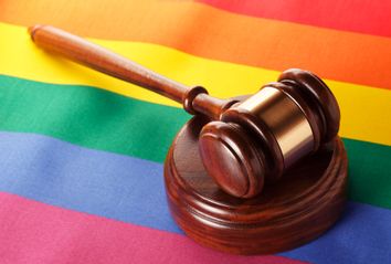 Gavel On Rainbow Flag