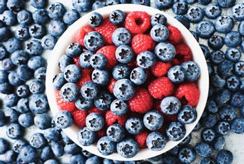 Bowl of blueberries and raspberries