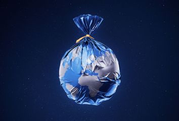 Earth in a trash bag