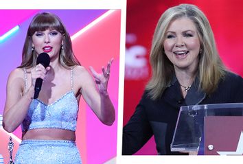 Taylor Swift, left, and Sen. Marsha Blackburn, R-Tenn.