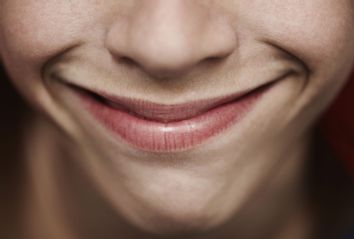 Close-up of a stretched smile