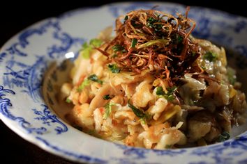 A bowl of spaetzle from the Fairsted Kitchen in Brookline, Massachusetts. 